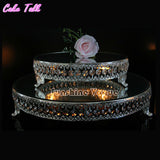 18 inch Crystal beads cake stand silver plated mirror surface dessert stand