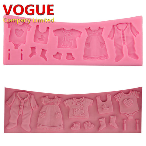 1 PC 2016 Pop 3D Baby Clothes Shower Silicone Moulds Fondant