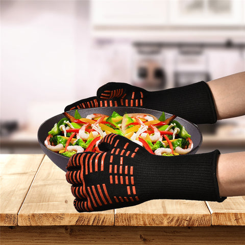 Oven Mitts Gloves BBQ Grilling Cooking Gloves - 932F Extreme Heat Resistant Gloves  Long For Extra Forearm Protection