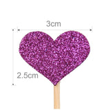 40pcs Glitter Love Heart Wedding Cake Topper Souvenirs Birthday Party Decoration Baby Shower Centerpieces