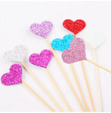 40pcs Glitter Love Heart Wedding Cake Topper Souvenirs Birthday Party Decoration Baby Shower Centerpieces