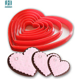 6pcs/set Heart Shaped plastic Cake mold cookie cutter  biscuit stamp