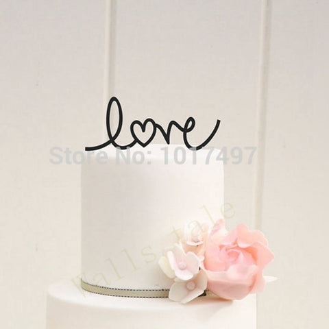 LOVE with Heart Wedding Cake Topper ,  Acrylic Personalized Design Wedding Party Decoration Cake Accessory