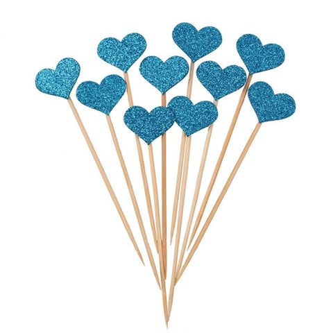 40pcs Glitter Love Heart Wedding Cake Topper Souvenirs Birthday Party Decoration Baby Shower Centerpieces