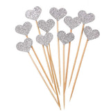 40pcs Glitter Love Heart Wedding Cake Topper Souvenirs Birthday Party Decoration Baby Shower Centerpieces