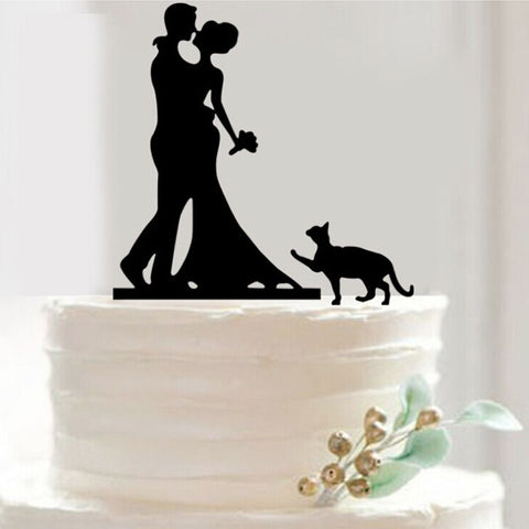 Bride and Groom cat Cake Toppers Couple Wedding Romantic Cake Topper for Wedding