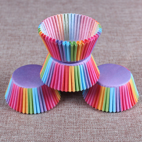 100pcs/set rainbow cupcake paper liners Muffin Cases