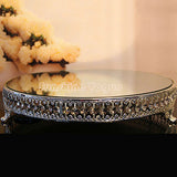 18 inch Crystal beads cake stand silver plated mirror surface dessert stand