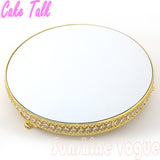 18 inch Crystal beads cake stand silver plated mirror surface dessert stand