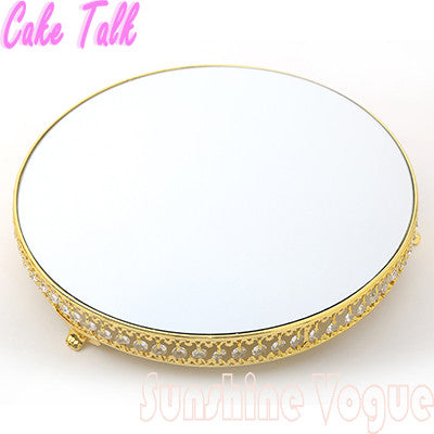 18 inch Crystal beads cake stand silver plated mirror surface dessert stand