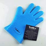 WALFOS 1 pc food grade Heat Resistant thick Silicone Kitchen barbecue oven Cooking glove BBQ Grill Glove Oven Mitt Baking glove