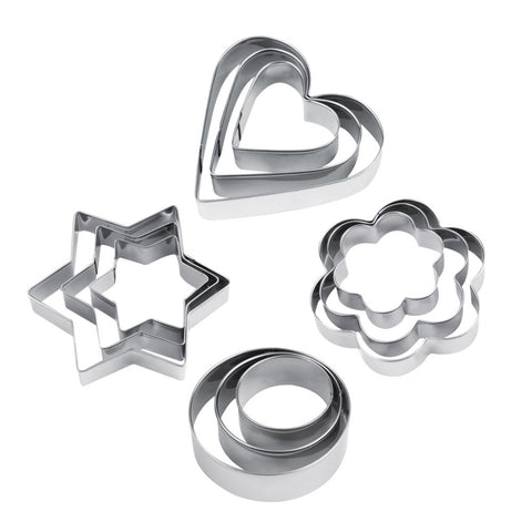 Hot 12pcs Stainless Steel Cookie Biscuit DIY Mold Star Heart Cutter Baking Mould