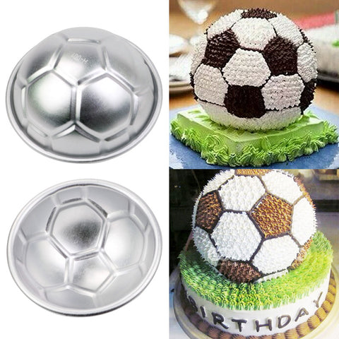 2 Pcs 3D Football Shape  Aluminum Ball Sphere Non-toxic Cake Pan Mold Kitchen Baking Tools 7cm