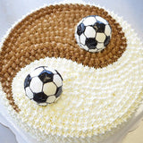 2 Pcs 3D Football Shape  Aluminum Ball Sphere Non-toxic Cake Pan Mold Kitchen Baking Tools 7cm