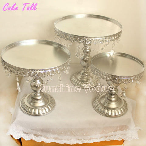 Metal iron silver cake stand set 8''/10''/12''