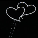 Crystal Rhinestone Double Heart Cake Topper Wedding Decoration