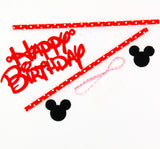 Mickey Mouse Happy Birthday Letter Garland Cake Topper Bunting