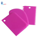 New 3Pcs/set Plastic Dough Icing Fondant Scraper Plain Smooth Jagged Edge Spatulas Cutters