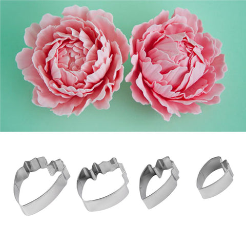 4pcs/set Fondant Cake Decoration Floral Petal Petals Cutter Flower Mold Peony Stainless Steel